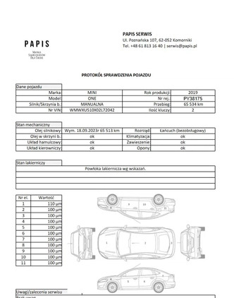 MINI ONE cena 65499 przebieg: 61500, rok produkcji 2019 z Poznań małe 379